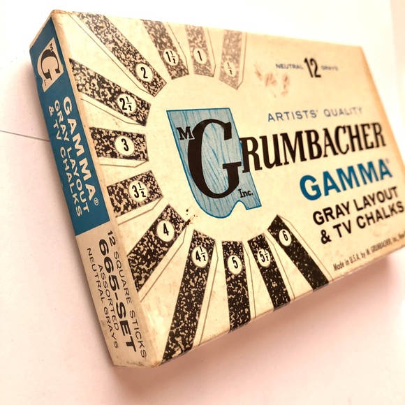 GRUMBACHER Gamma Gray Layout & TV Chalks Set of 12 (665 Like Pastels) - Picture 3 of 12